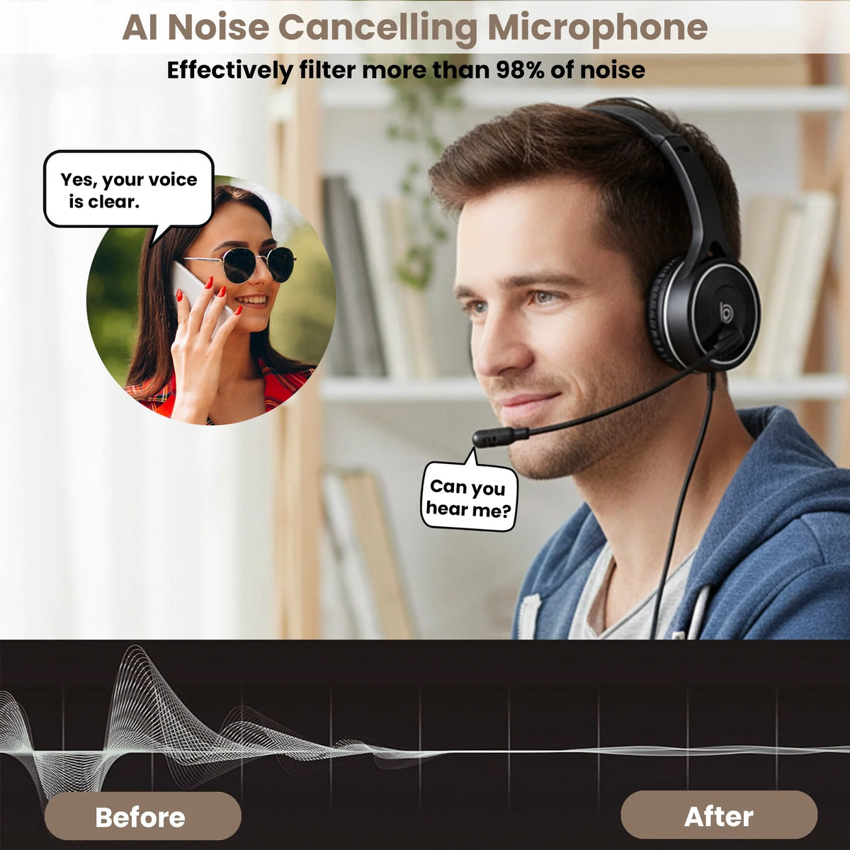 Soft over-ear ear cushions on the BigPassport Pro-Air BP30 Bluetooth headset for all-day comfort.