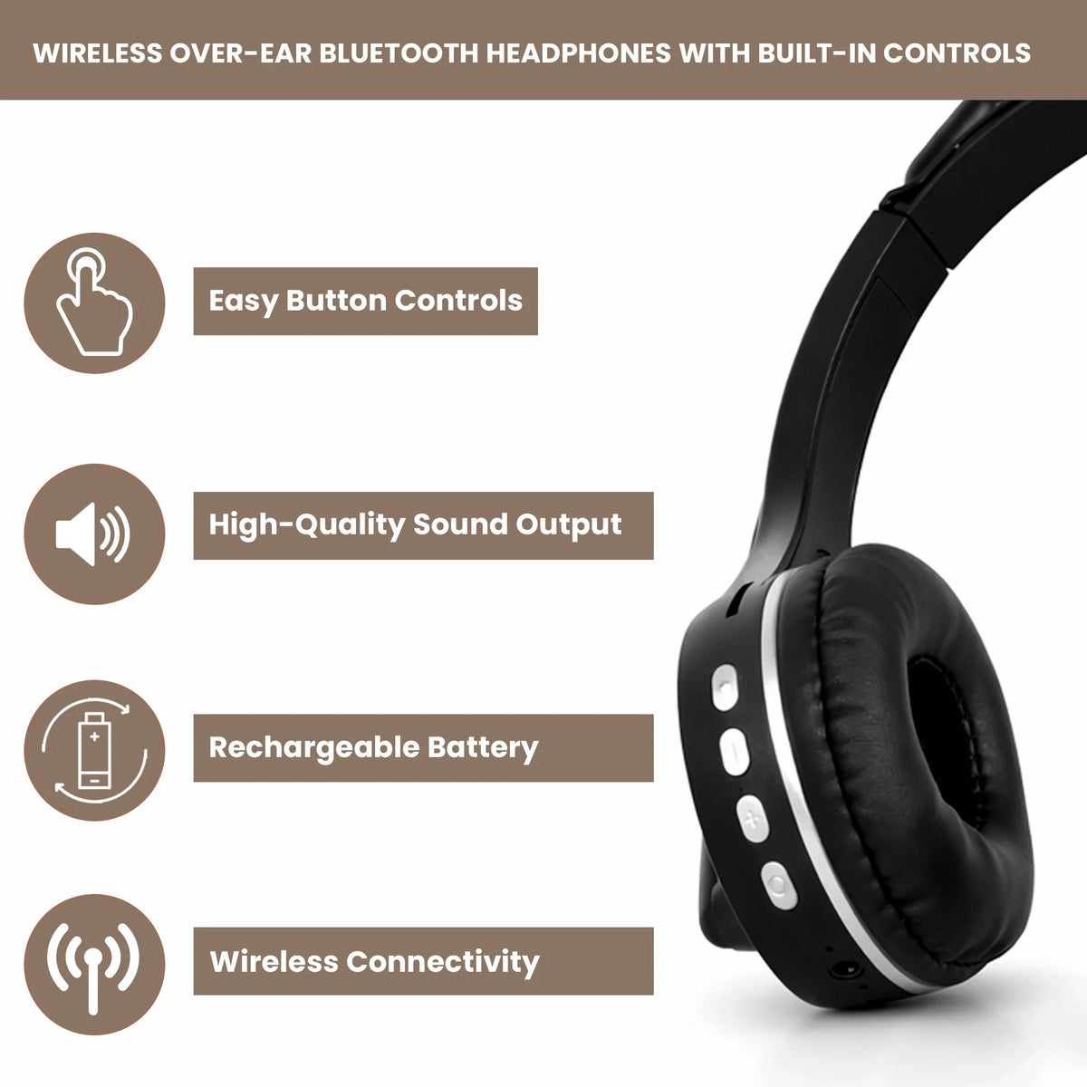 On-ear controls of the BigPassport Pro-Air BP30 Bluetooth wireless headset for easy call and audio management.