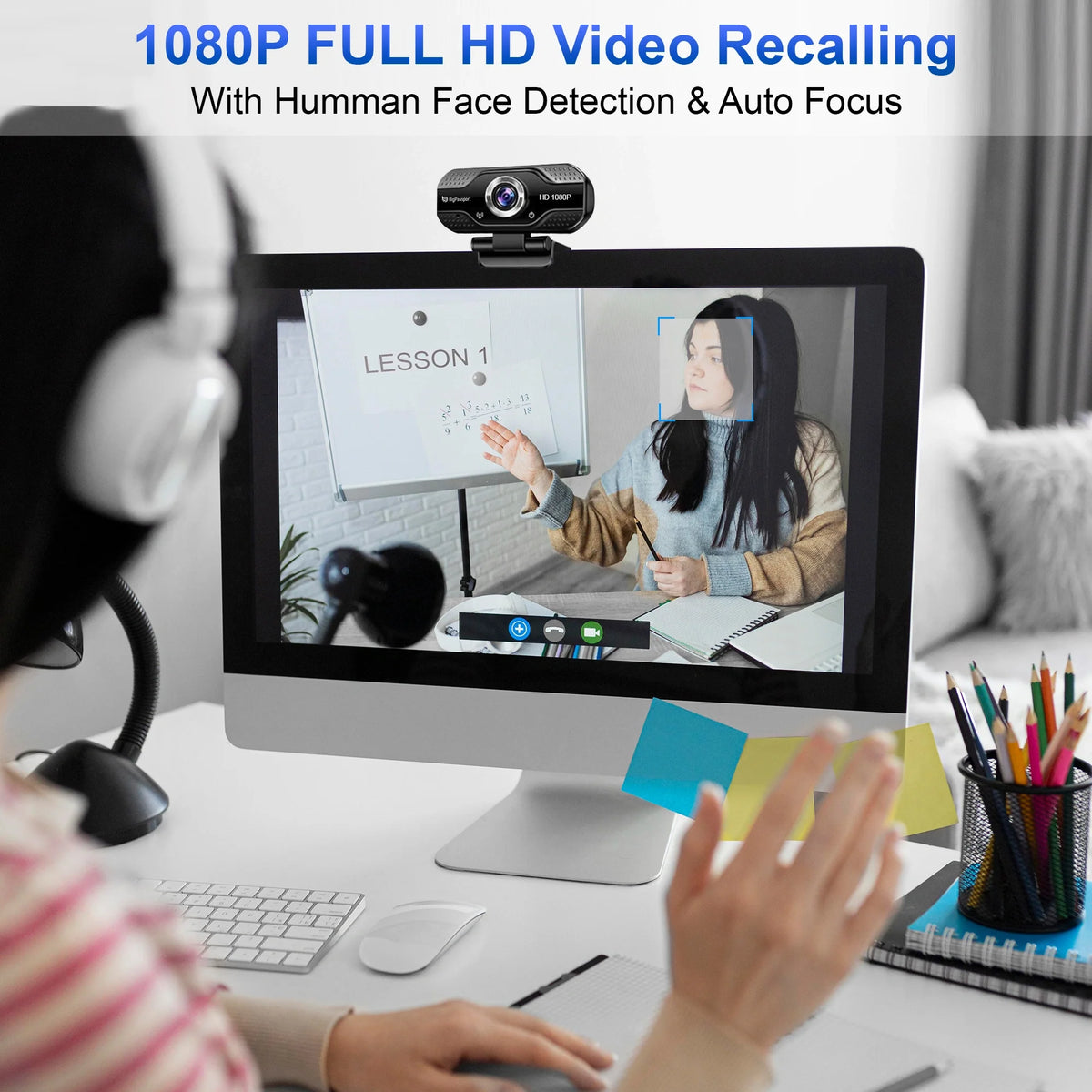 Close-up of the Full HD lens on the BigPassport Pro-Cam HD220 USB webcam.
