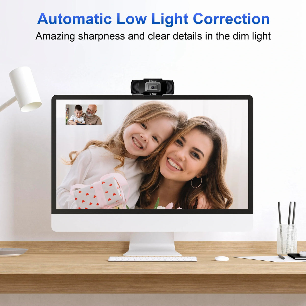 Built-in microphone on the BigPassport Pro-Live N3 USB webcam for clear voice capture during video calls.
