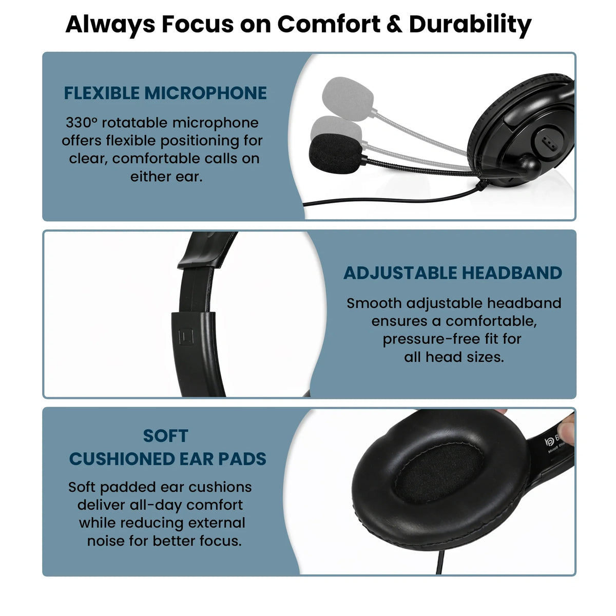 BigPassport Pro-Tech 493 USB wired headset designed for call centers, customer support and office communication.