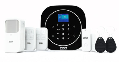 D3D Smart Home Security System | Wireless WiFi & GSM Alarm Kit with Motion Sensor, Door Sensor & Intruder Protection | ZX-G12 Black