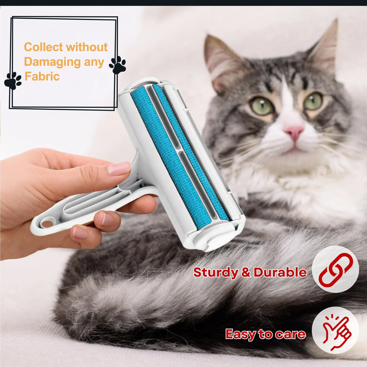Petola self-cleaning reusable lint roller for removing pet hair from furniture, carpets, and clothing