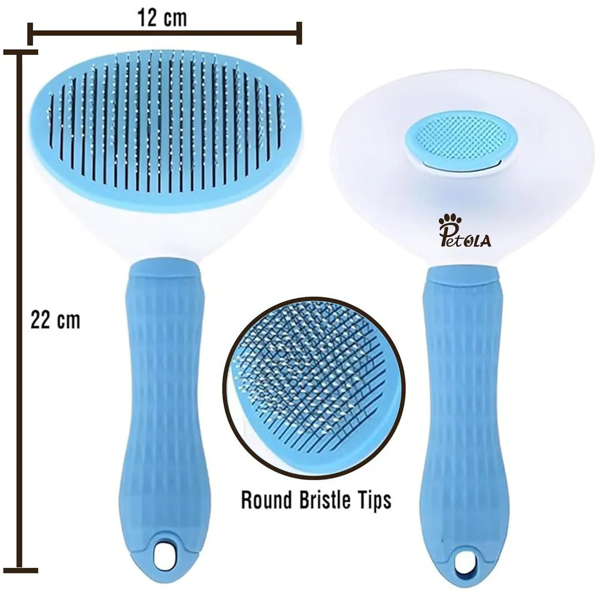 Petola blue self-cleaning pet brush for reducing shedding and maintaining a healthy coat