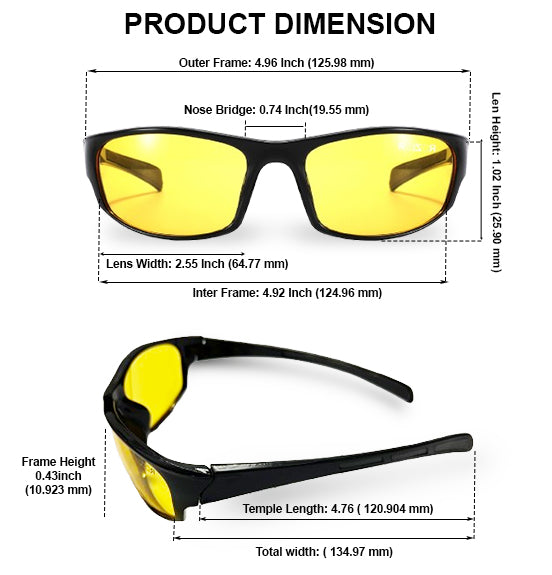 ROZIOR anti-glare yellow lens night driving glasses reducing headlight glare for safer driving