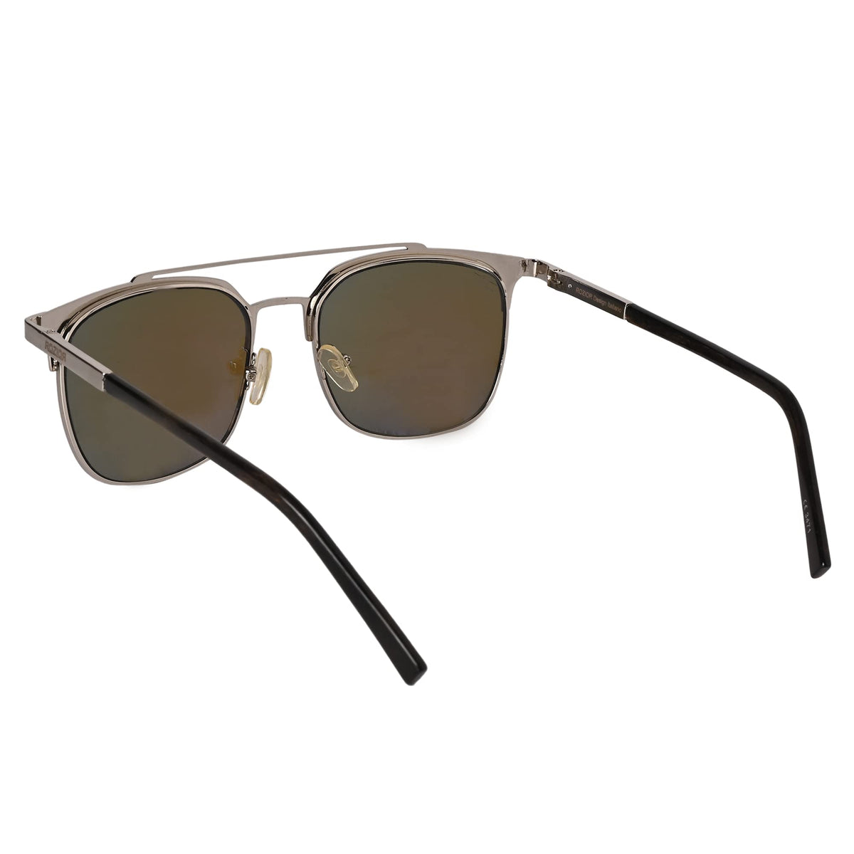 Close-up of ROZIOR sunglasses showcasing premium blue UV400 lenses and durable silver frame