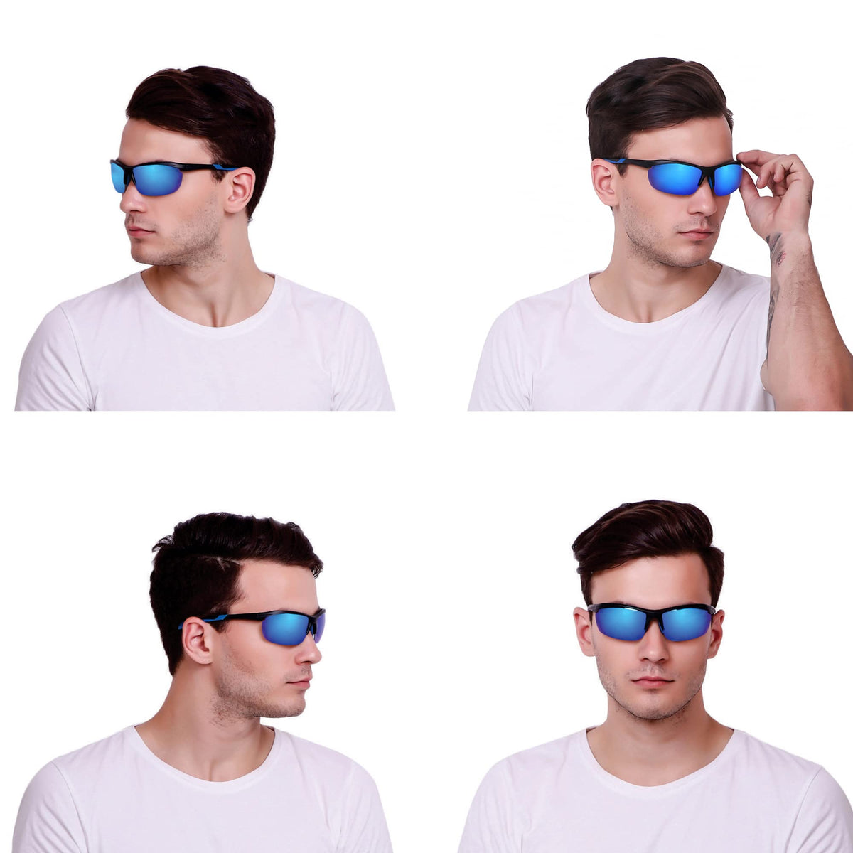 Stylish ROZIOR polarized sunglasses for men and women with ice blue lens and black frame