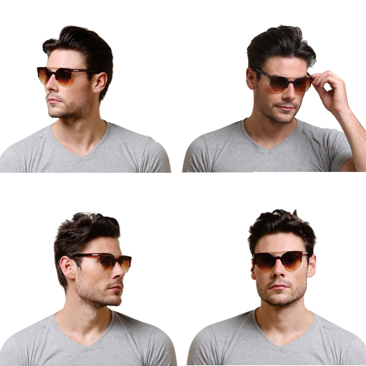 Stylish ROZIOR UV protection sunglasses for men and women with brown lenses and brown frame