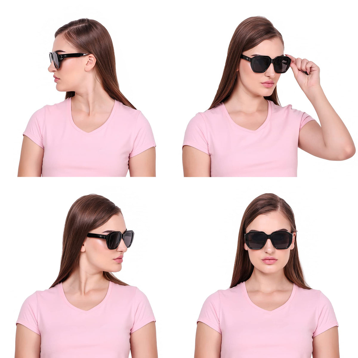 Stylish ROZIOR unisex polarized sunglasses with black frame and black lenses for everyday fashion and outdoor use