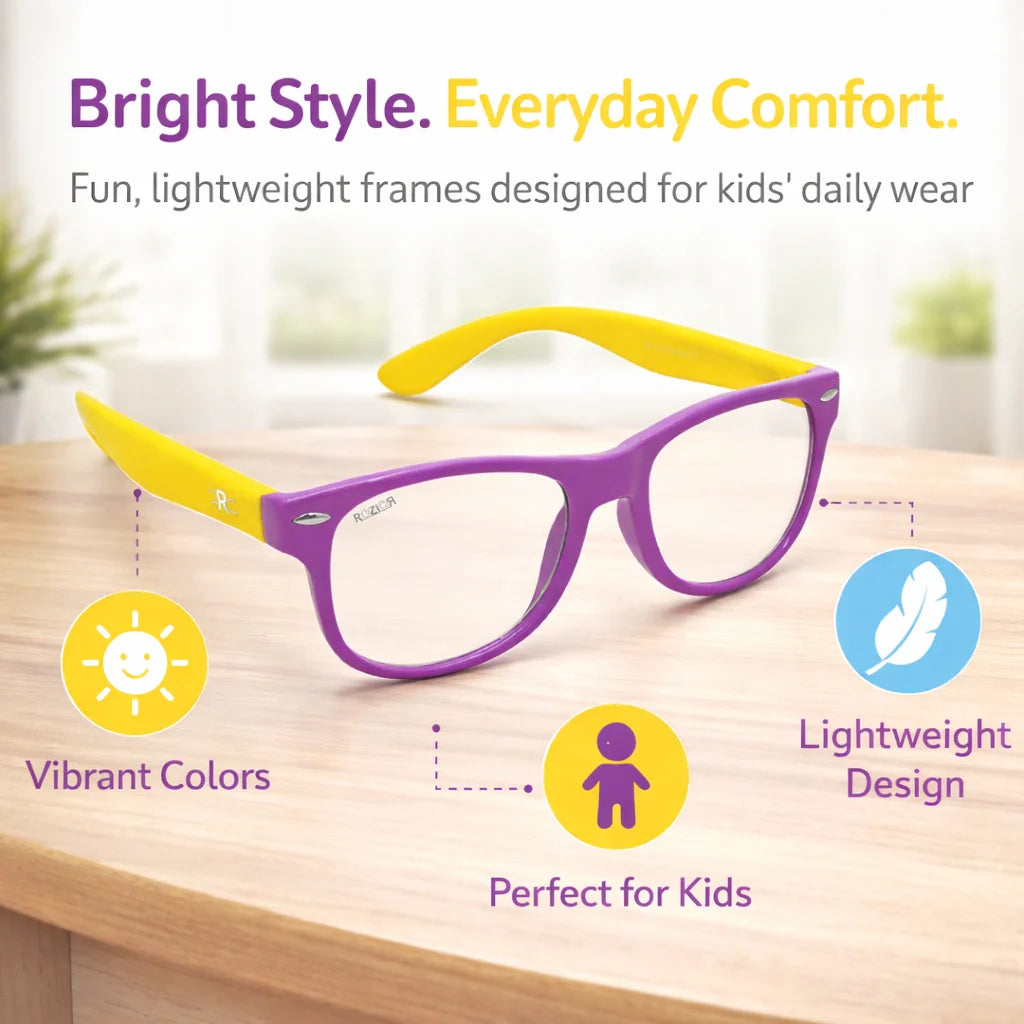 ROZIOR anti-glare zero power computer glasses for kids designed to reduce blue light exposure from digital screens.