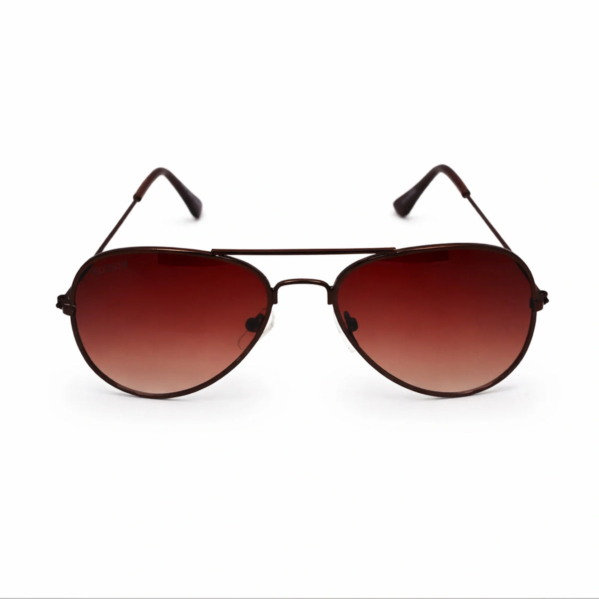 ROZIOR Kids Aviator Sunglasses for boys and girls with UV400 protection and brown gradient lenses front view