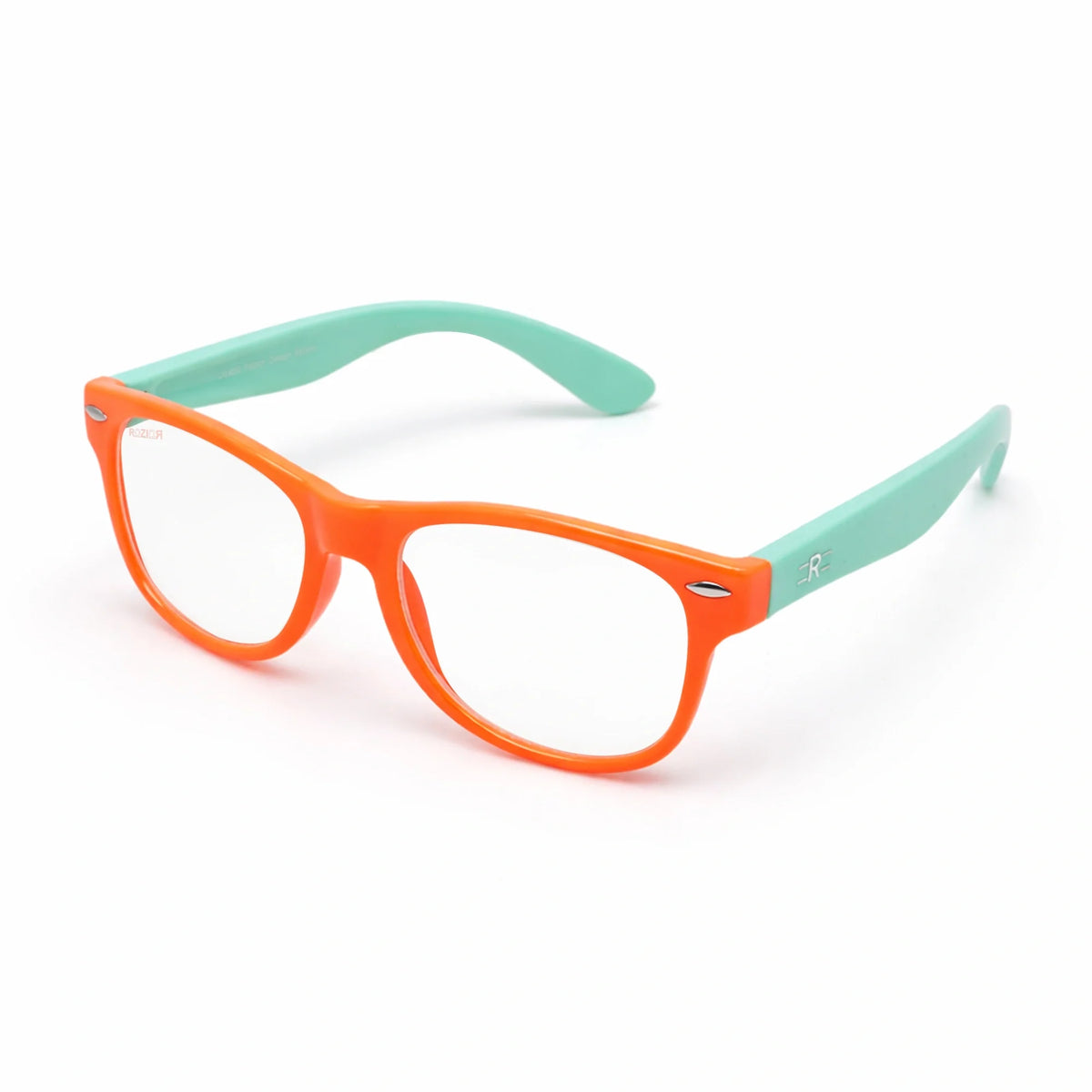 Front view of ROZIOR kids blue light blocking glasses with anti-glare lenses for online classes and screen use.