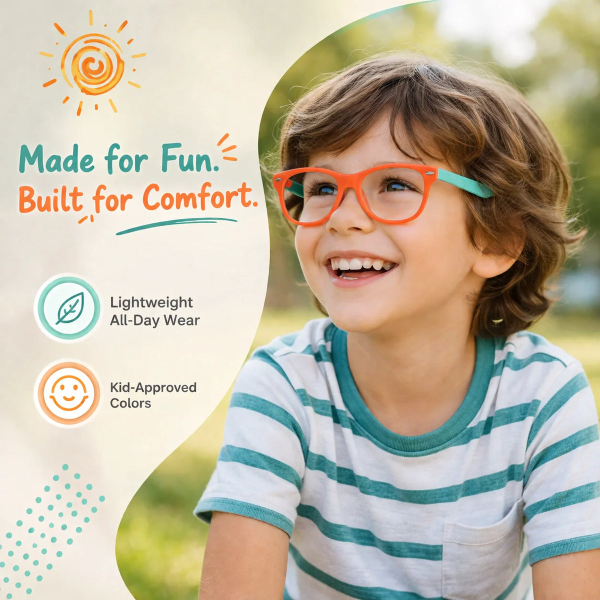 ROZIOR full-frame kids screen protection glasses for eye comfort during online learning and gaming.