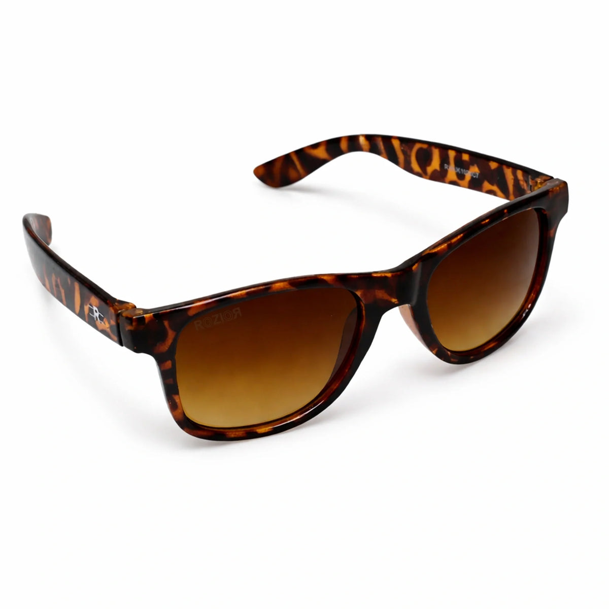 ROZIOR kids sunglasses with premium tortoiseshell brown frame and UV400 protection for boys and girls front view