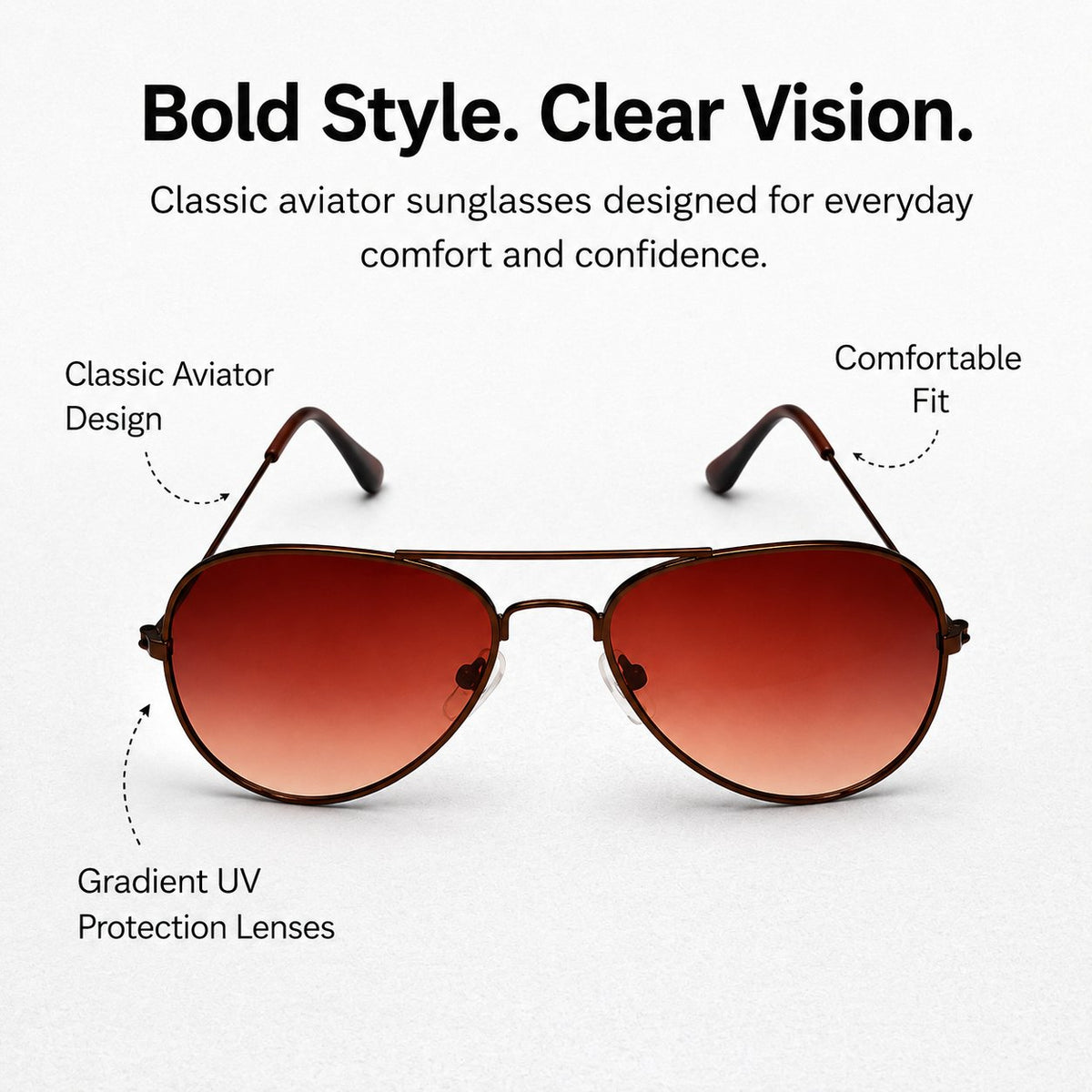 ROZIOR UV400 kids aviator eyewear with brown gradient lenses for boys and girls aged 4–12 years