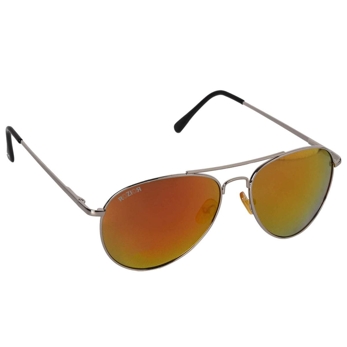 Lightweight ROZIOR aviator sunglasses with pink mirror lenses for comfortable everyday wear