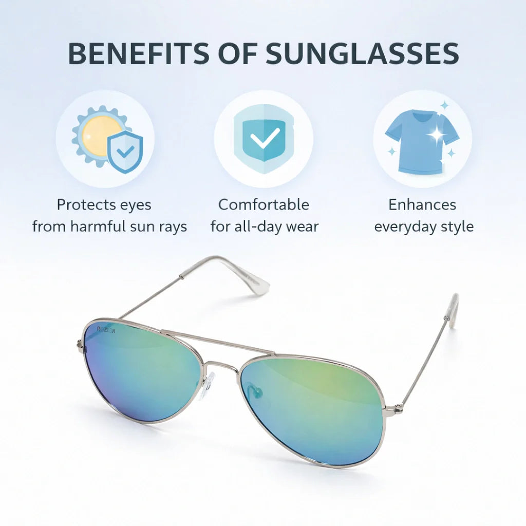 Lightweight ROZIOR kids sunglasses with durable metal frame and comfortable fit for all-day wear.