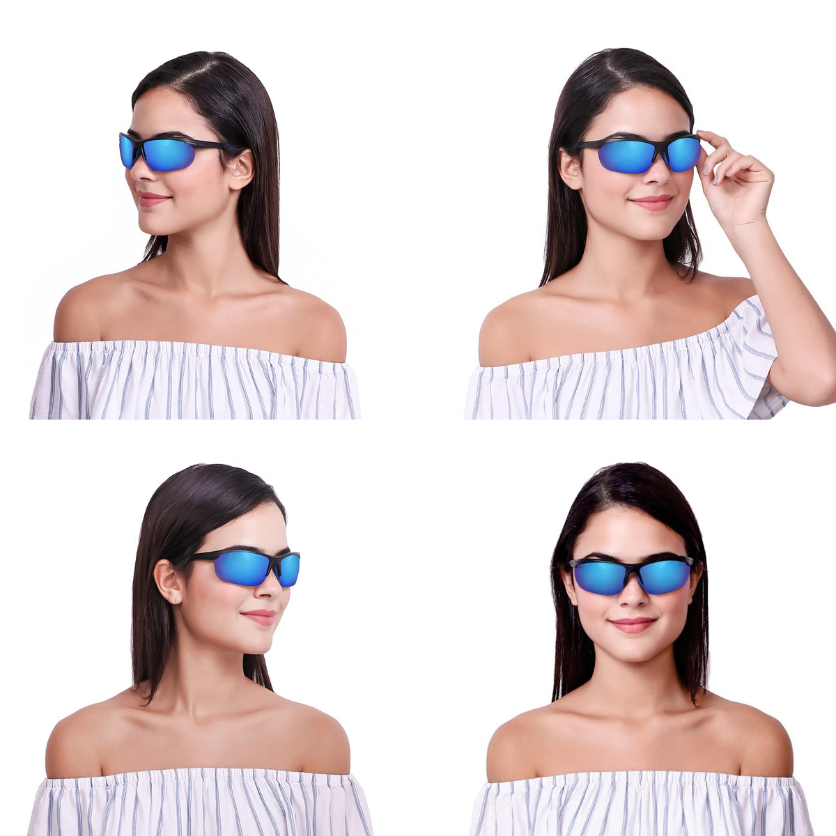 Premium ROZIOR polarized sunglasses featuring a black frame and ice blue UV protection lens