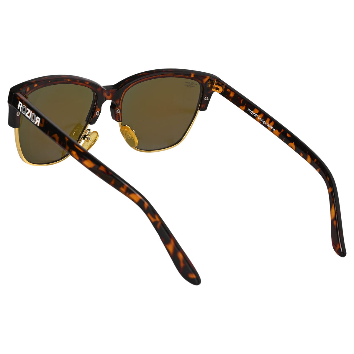 Premium ROZIOR polarized sunglasses featuring a tortoise frame and blue mirror UV protection lenses