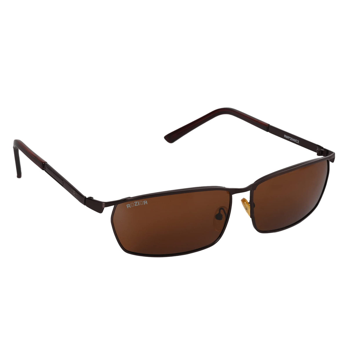 Stylish ROZIOR unisex sunglasses with coffee frame and brown UV400 lenses for driving, travel, and outdoor activities