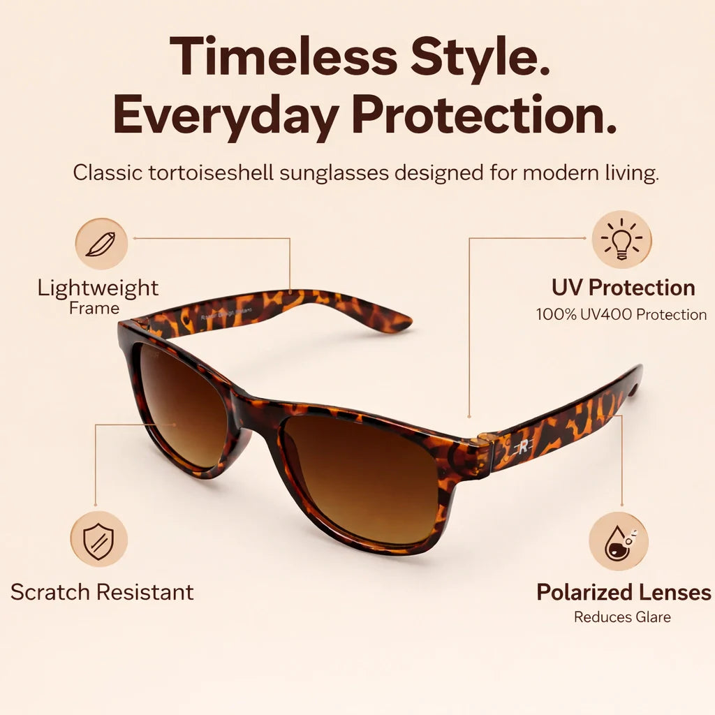 ROZIOR UV400 kids sunglasses featuring a lightweight tortoiseshell brown frame for ages 4 to 12