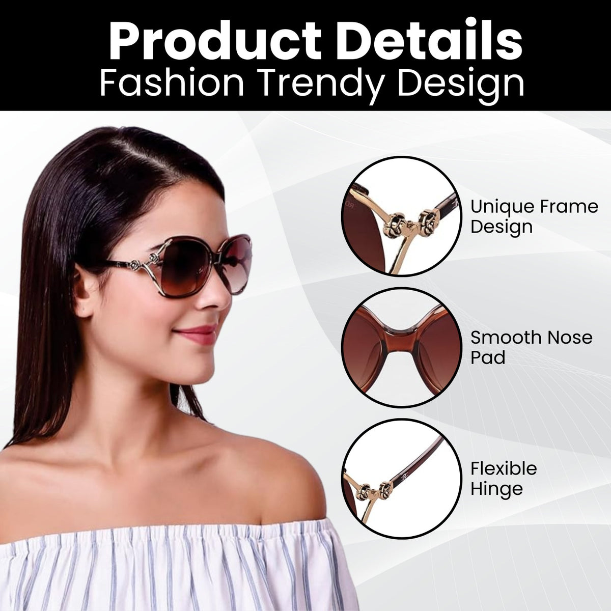 ROZIOR stylish women's sunglasses with UV400 HD lenses for travel and outdoor adventures