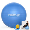 TechoFit 65cm Anti-Burst Yoga Ball | Swiss Exercise Ball for Fitness, Pregnancy, Core Training & Balance – Blue