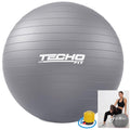 TechoFit 65cm Anti-Burst Yoga Ball | Swiss Exercise Ball for Fitness, Pregnancy, Core Training & Balance – Grey