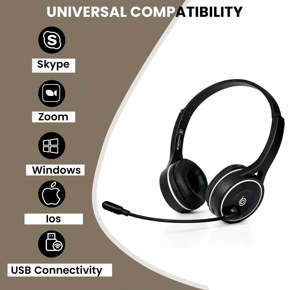Close-up of the noise cancelling microphone on the BigPassport Pro-Air BP30 Bluetooth wireless headset.