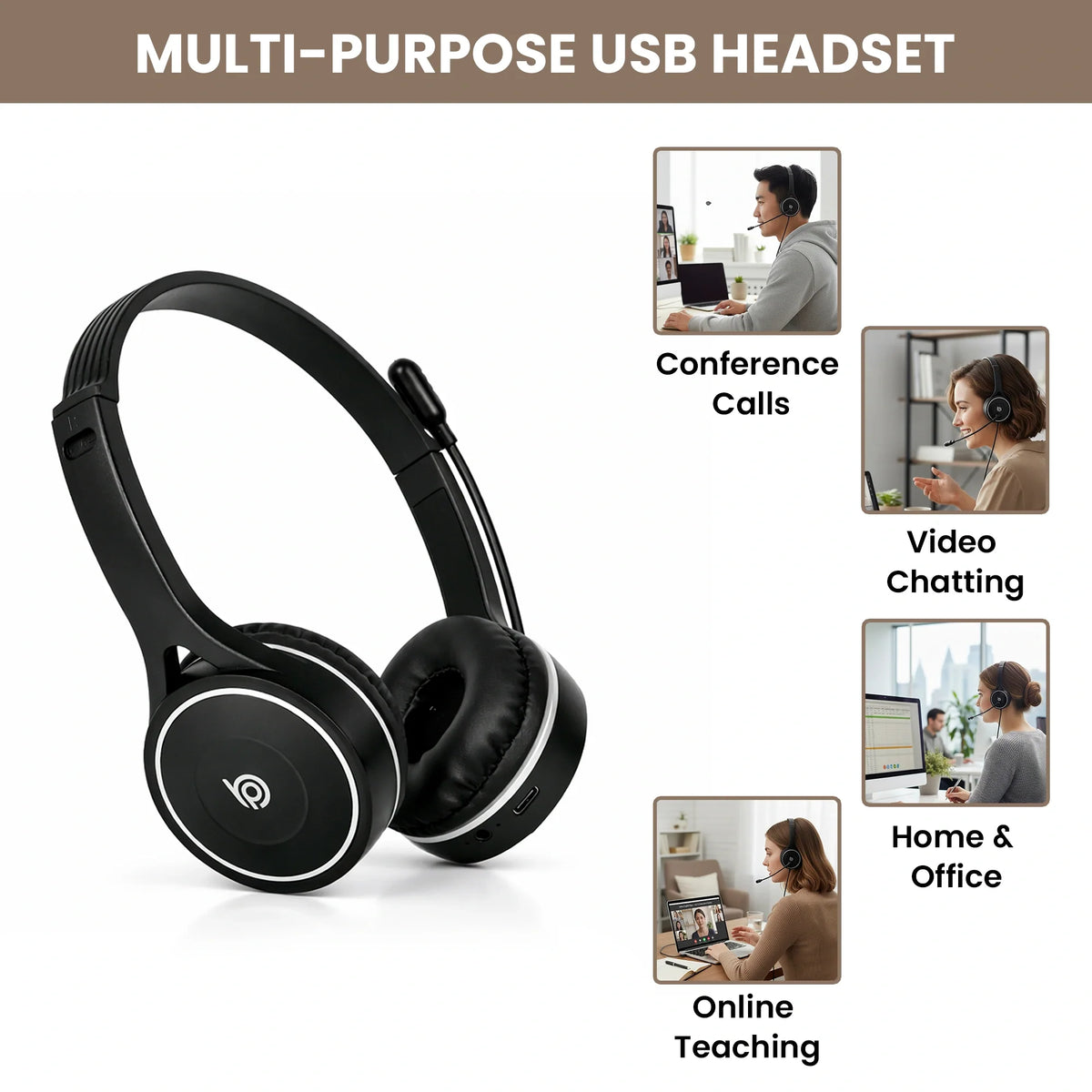 Side view of the BigPassport Pro-Air BP30 Bluetooth wireless headset with adjustable noise cancelling microphone.