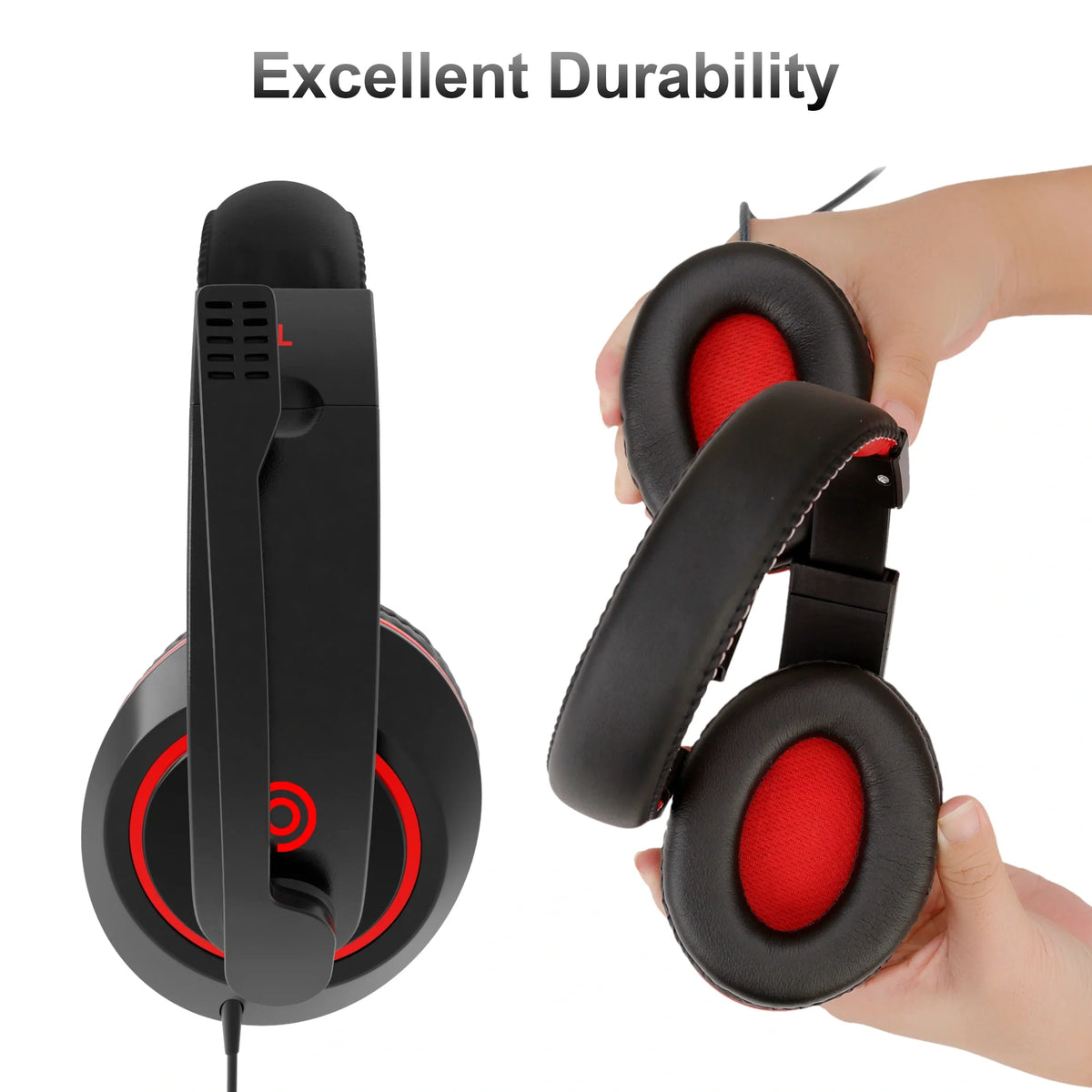 Soft over-ear ear cushions on the BigPassport Pro-Boom 722 USB headset for all-day comfort.