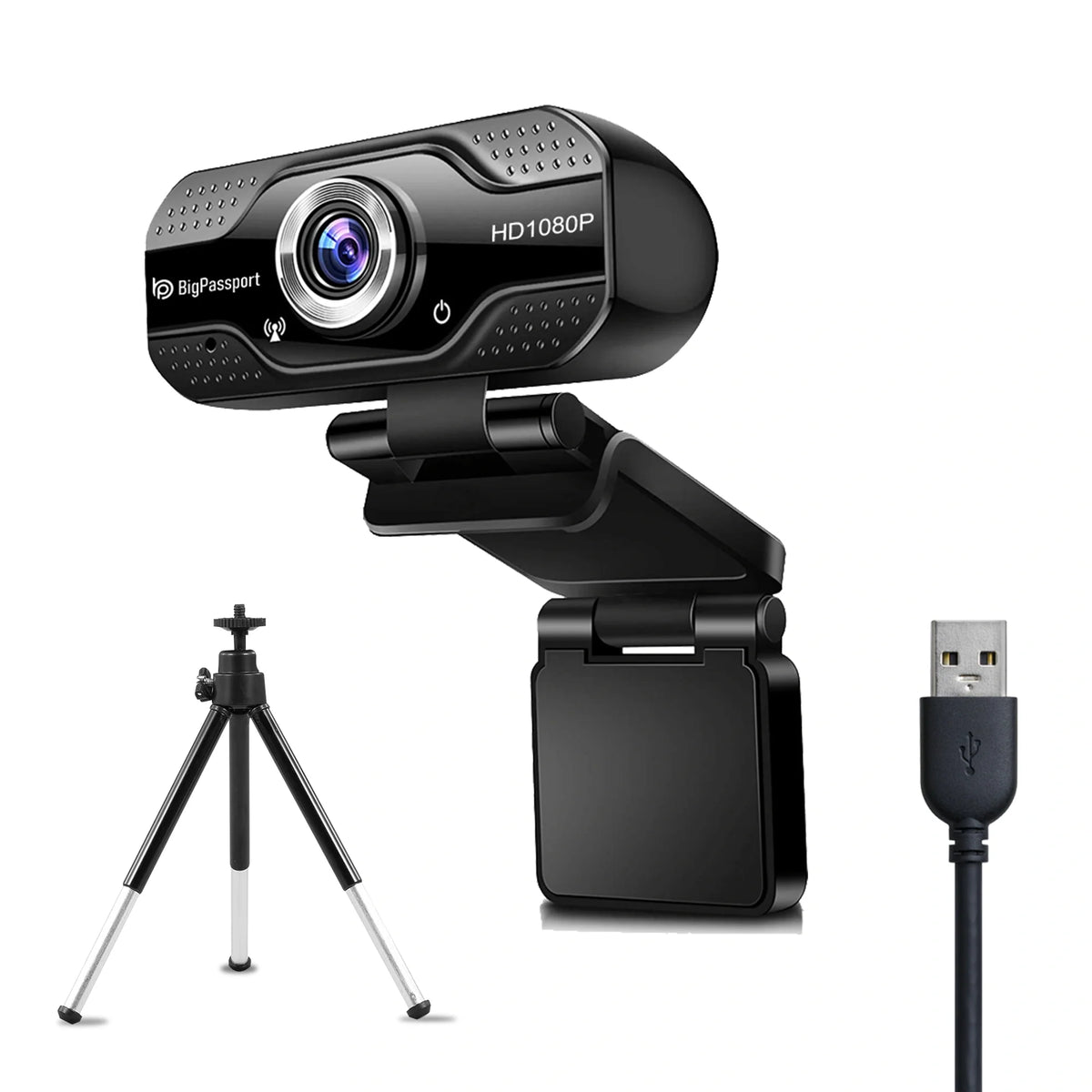 Front view of the BigPassport Pro-Cam HD220 1080P Full HD USB webcam with built-in microphone.