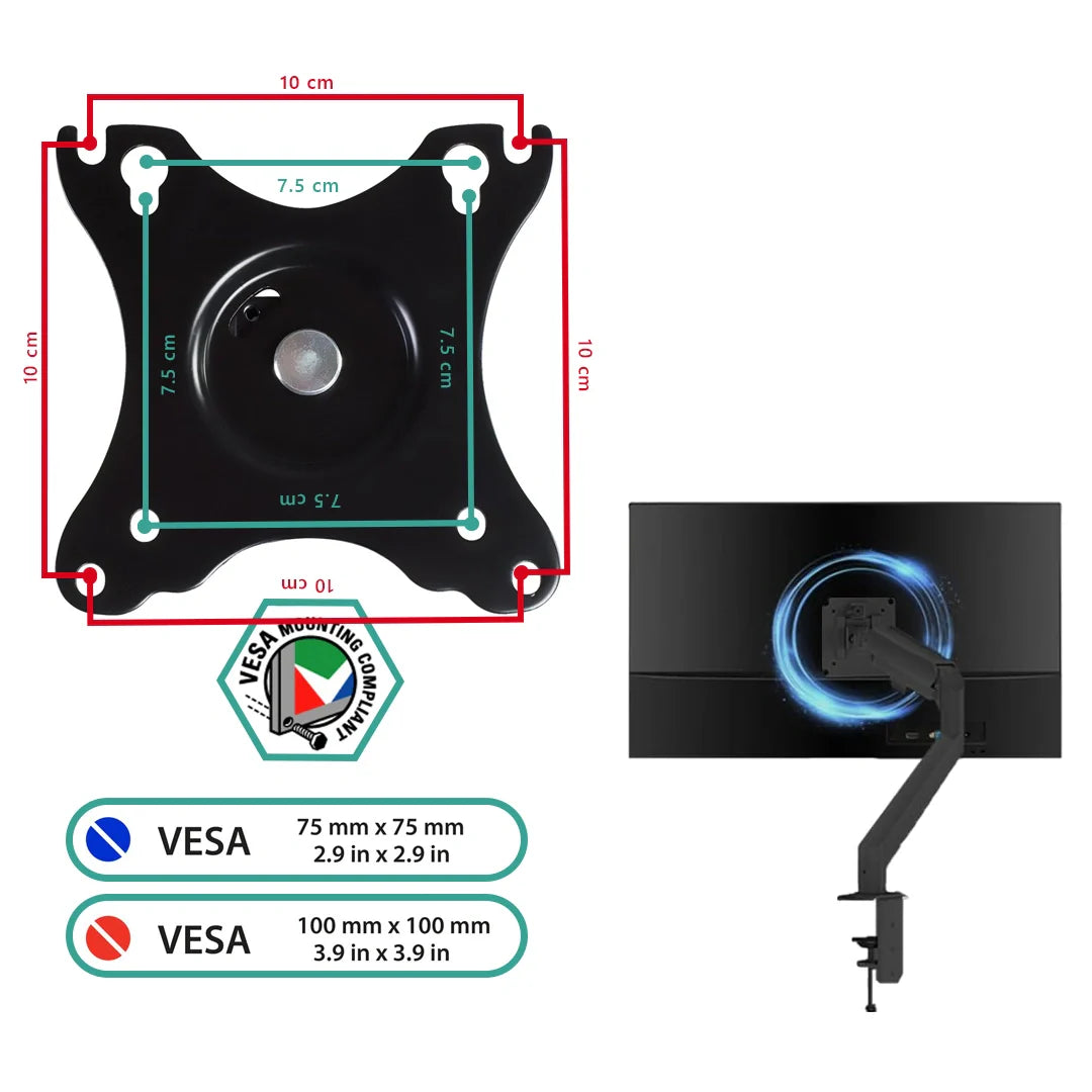 Adjustable BigPassport Pro-Mount 402 monitor arm for smooth tilt, swivel and rotation.