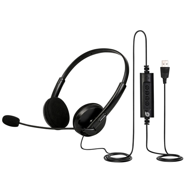 BigPassport Pro-Tech 134 USB Wired Headset with Noise Cancelling Mic - Black