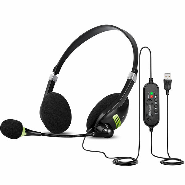 BigPassport Pro-Tech 440 USB Wired Headset with Noise Cancelling Mic - Black