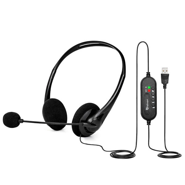 BigPassport Pro-Tech 491 USB Wired Headset with Noise Cancelling Mic - Black