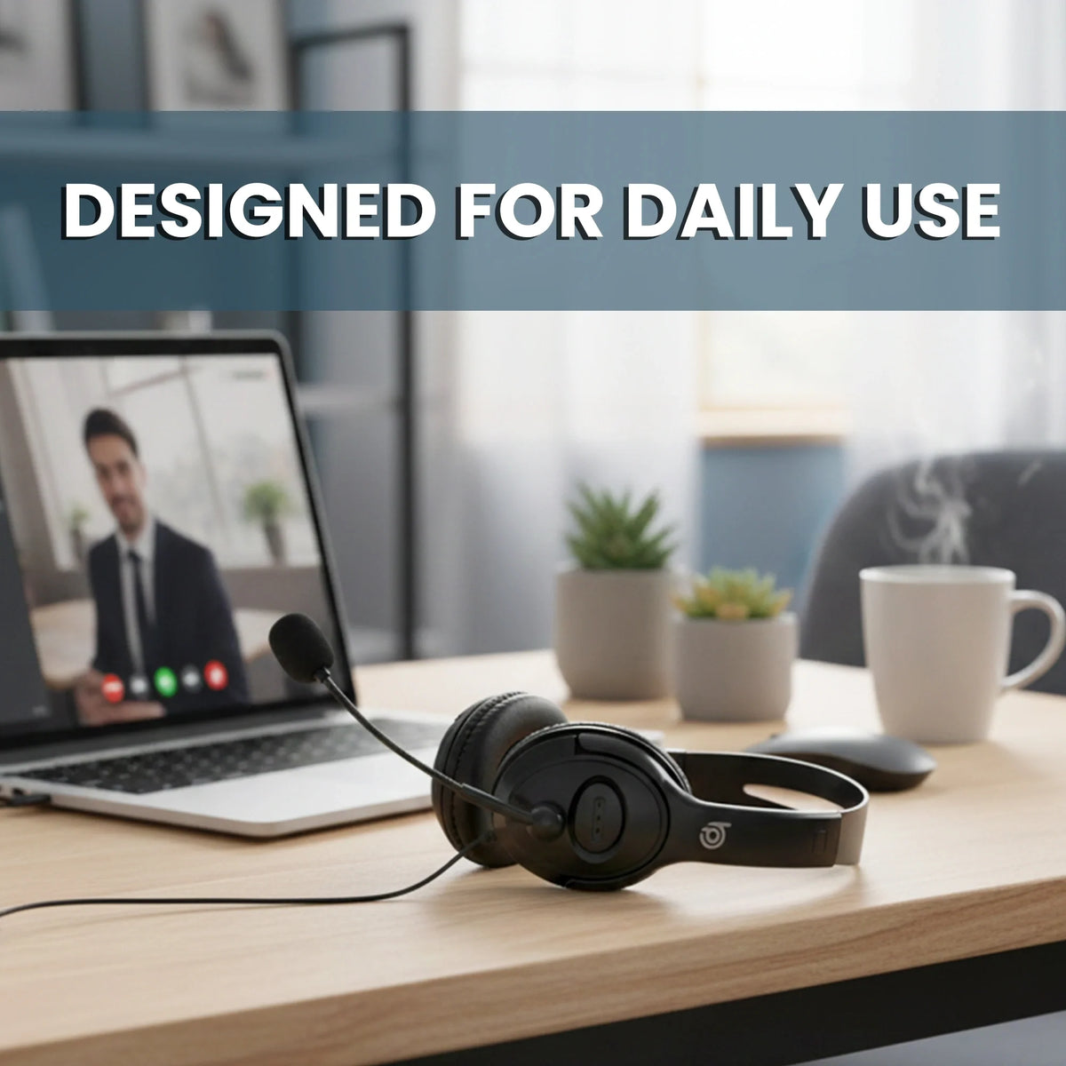 Soft over-ear ear cushions on the BigPassport Pro-Tech 493 USB headset for lasting comfort.