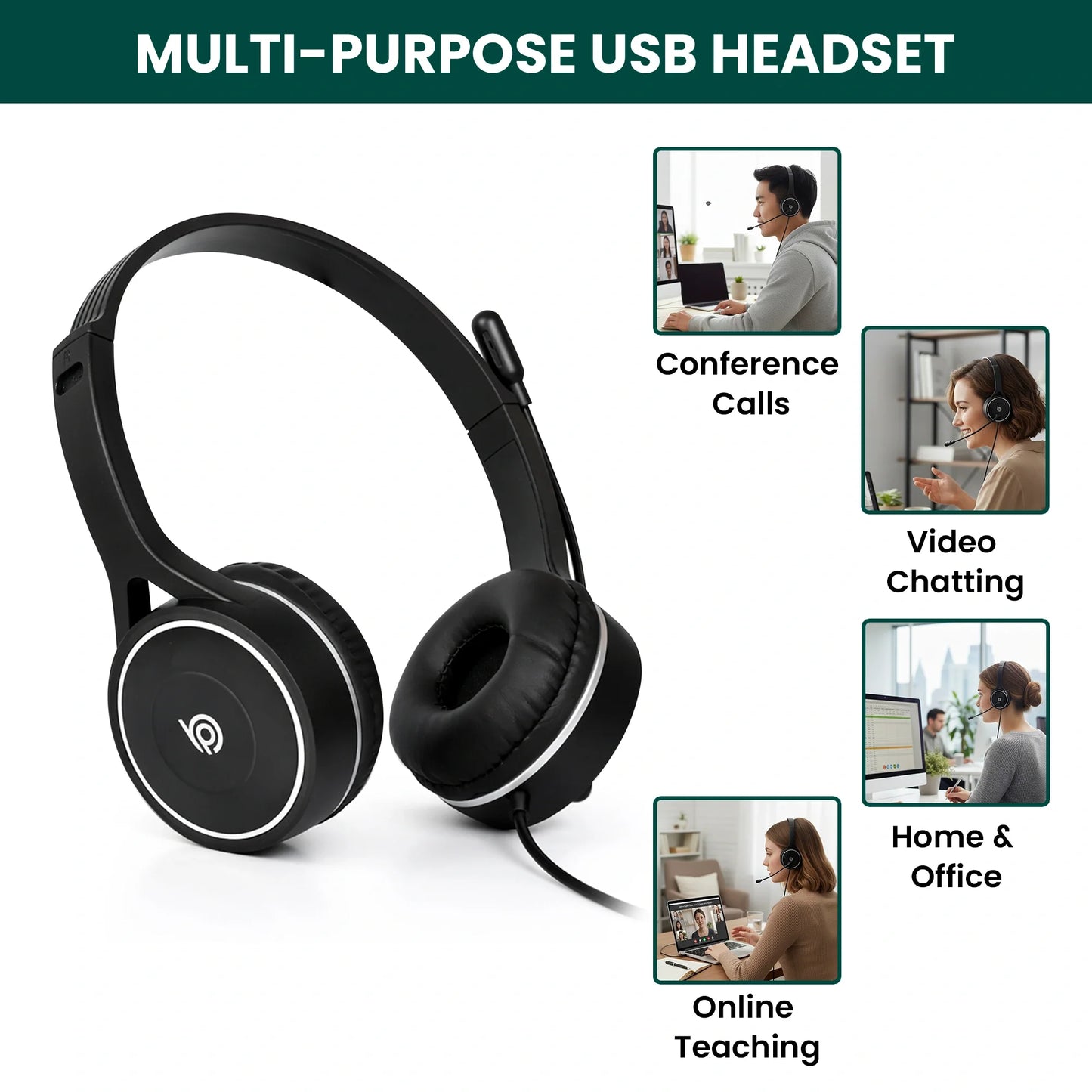 Close-up of the noise cancelling microphone on the BigPassport Pro-Tech 630 USB headset.