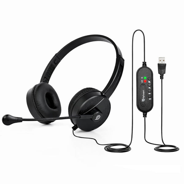 BigPassport Pro-Tech 650 Lightweight USB Headset with Noise Cancelling Mic - Black