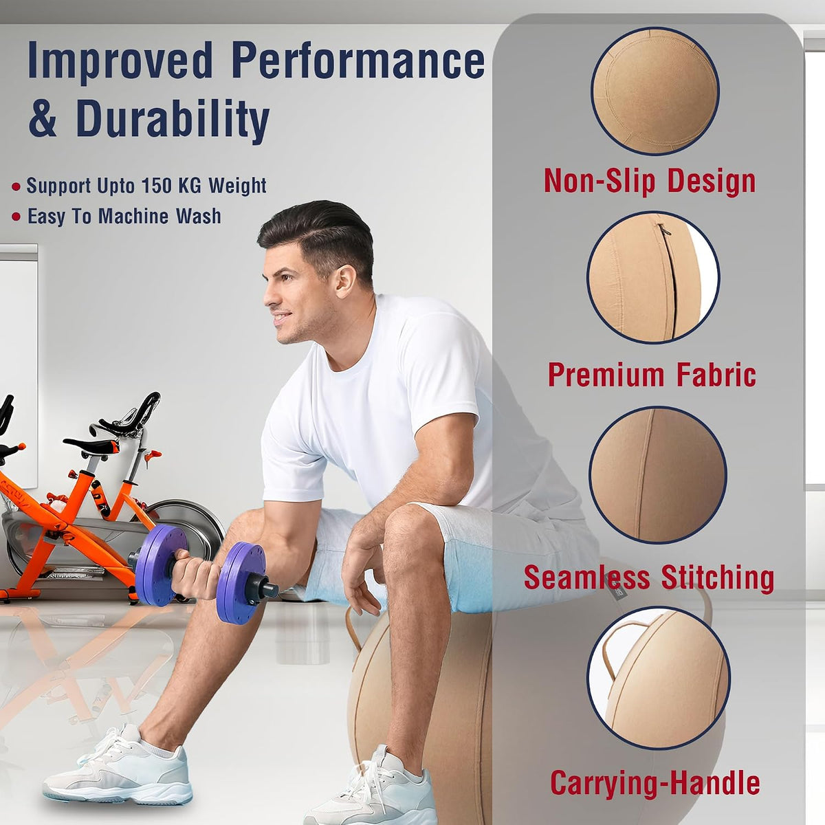 Brown covered birthing ball used for comfortable pregnancy sitting