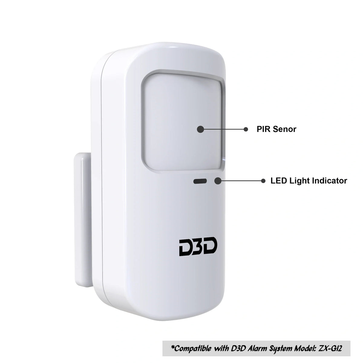 D3D PR_G12 wireless PIR motion detector for accurate indoor movement detection and intrusion alerts