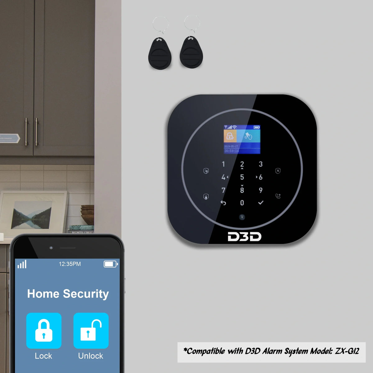 D3D ZX-G12 smart home security system designed for easy wireless installation and reliable protection