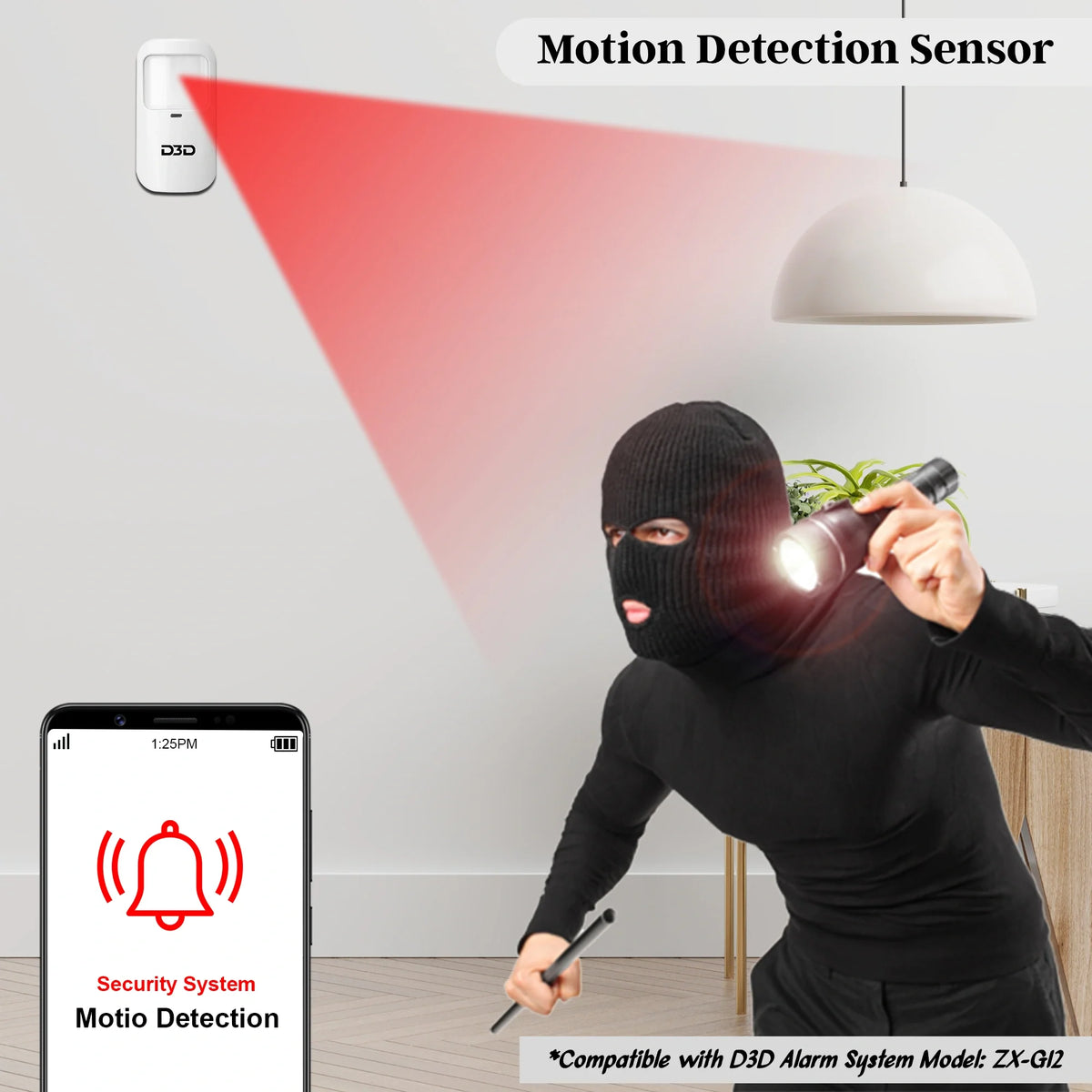 D3D ZX-G12 smart security system control panel with wireless connectivity for home protection