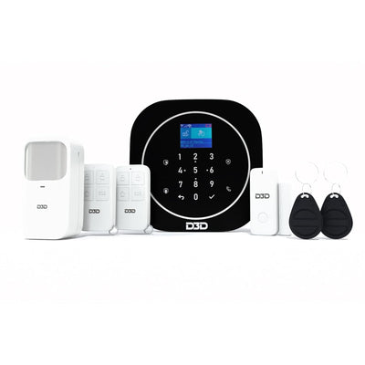 D3D Smart Home Security System | Wireless WiFi & GSM Alarm Kit with Motion Sensor, Door Sensor & Intruder Protection | ZX-G12 Black