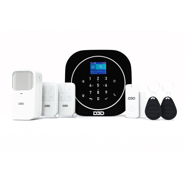 D3D Smart Home Security System | Wireless WiFi & GSM Alarm Kit with Motion Sensor, Door Sensor & Intruder Protection | ZX-G12 Black