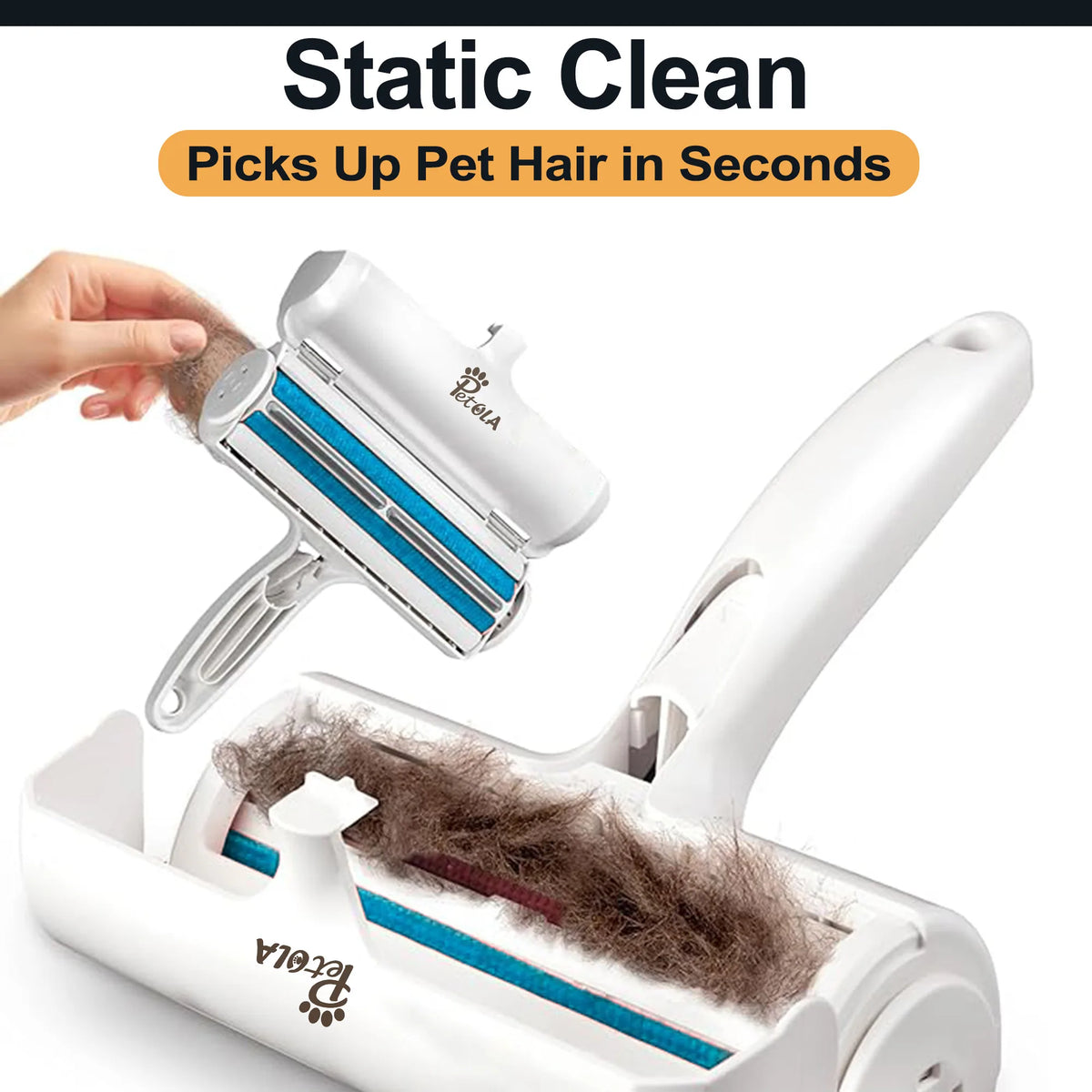 Petola reusable pet hair cleaning roller for sofas, car seats, cushions, and upholstery