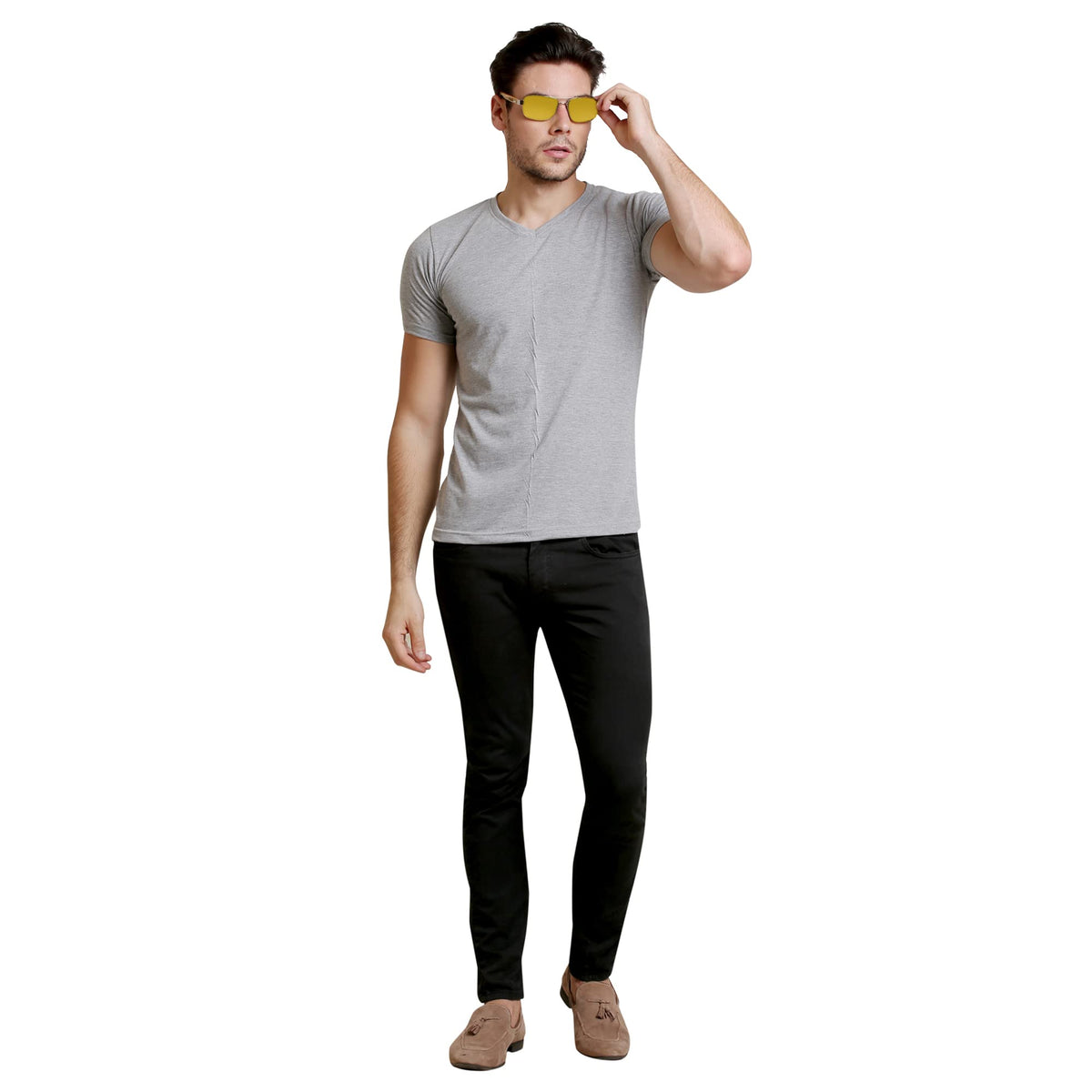 Premium ROZIOR unisex sunglasses with polarized gold lenses stylish silver frame and UV protection