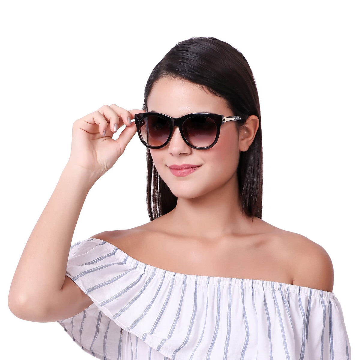 ROZIOR women's cat eye UV400 sunglasses with brown lenses designed for travel, shopping, and outdoor activities
