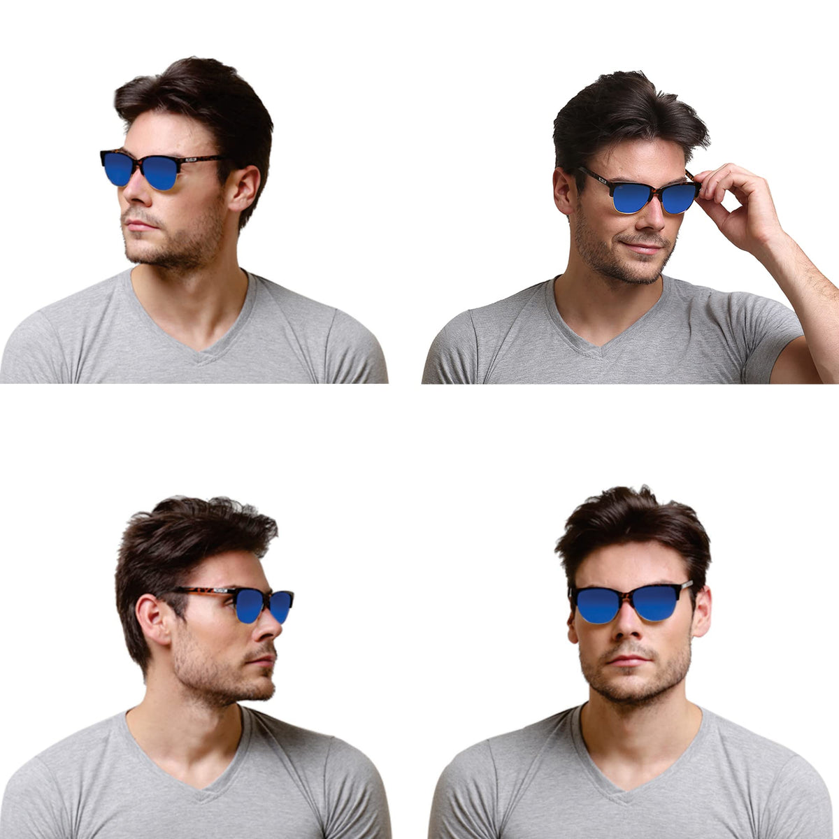 ROZIOR designer polarized sunglasses with blue mirror lenses and tortoise frame model RWP5003M4
