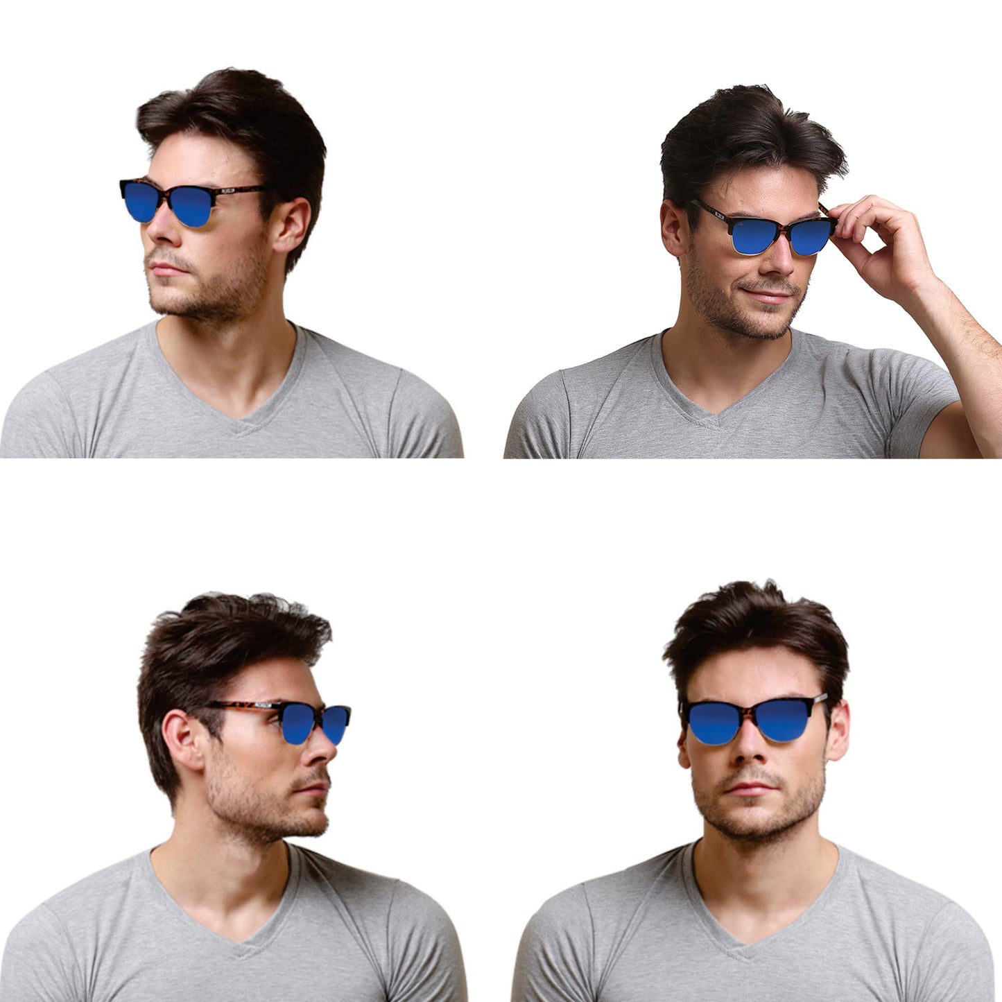 ROZIOR designer polarized sunglasses with blue mirror lenses and tortoise frame model RWP5003M4